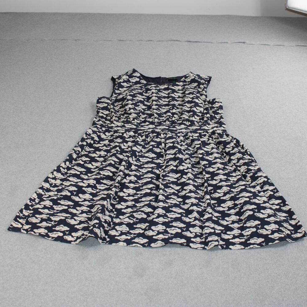 Emily And Fin Dress Women 1X Blue Airplane Cloud Print Fit Flare Travel Twee